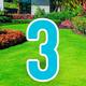 Caribbean Blue Number (3) Corrugated Plastic Yard Sign, 30in